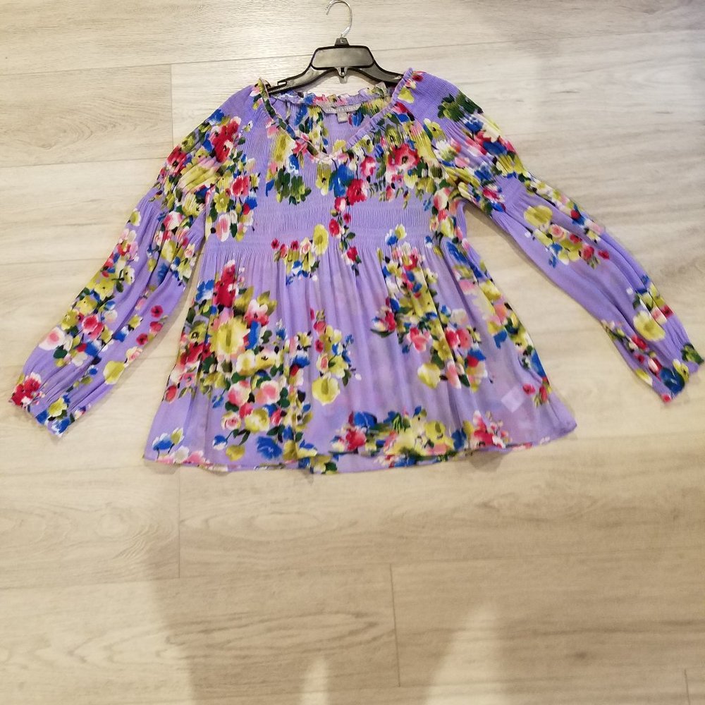 lilac floral blouse